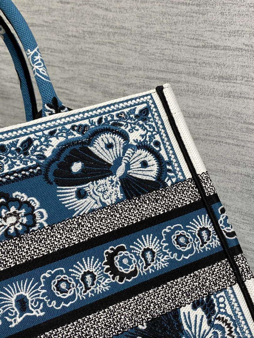 Dior M1296 Book Tote Medium Blue and White Butterfly Bandana Embroidery M094