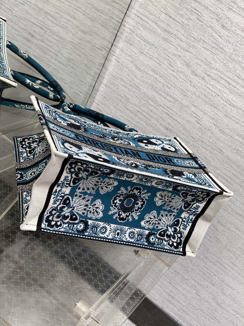 Dior M1296 Book Tote Medium Blue and White Butterfly Bandana Embroidery M094