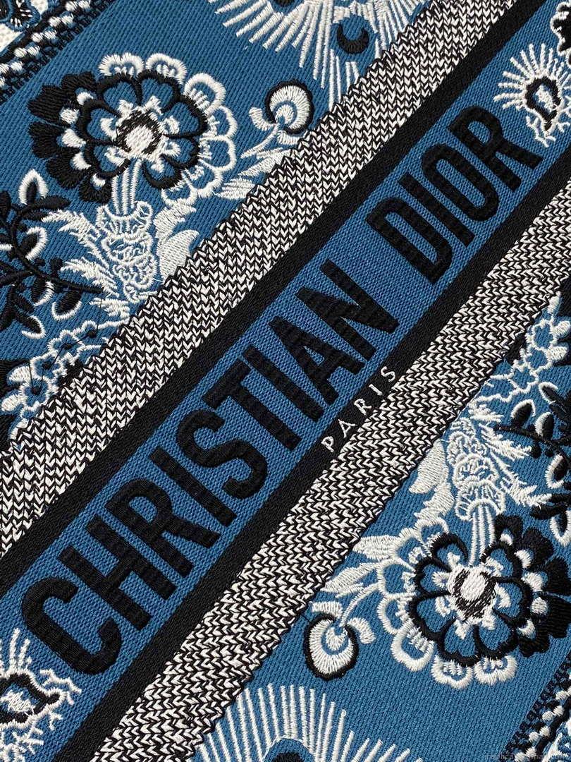 Dior M1286 Large Book Tote Blue and White Butterfly Bandana Embroidery