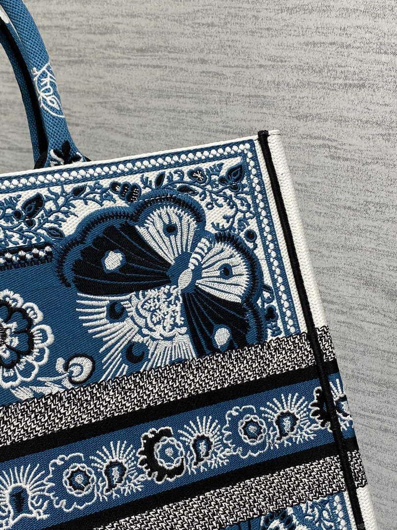 Dior M1286 Large Book Tote Blue and White Butterfly Bandana Embroidery