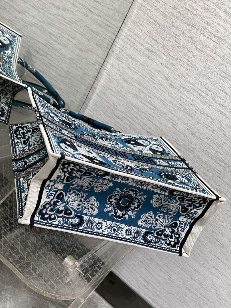 Dior M1286 Large Book Tote Blue and White Butterfly Bandana Embroidery