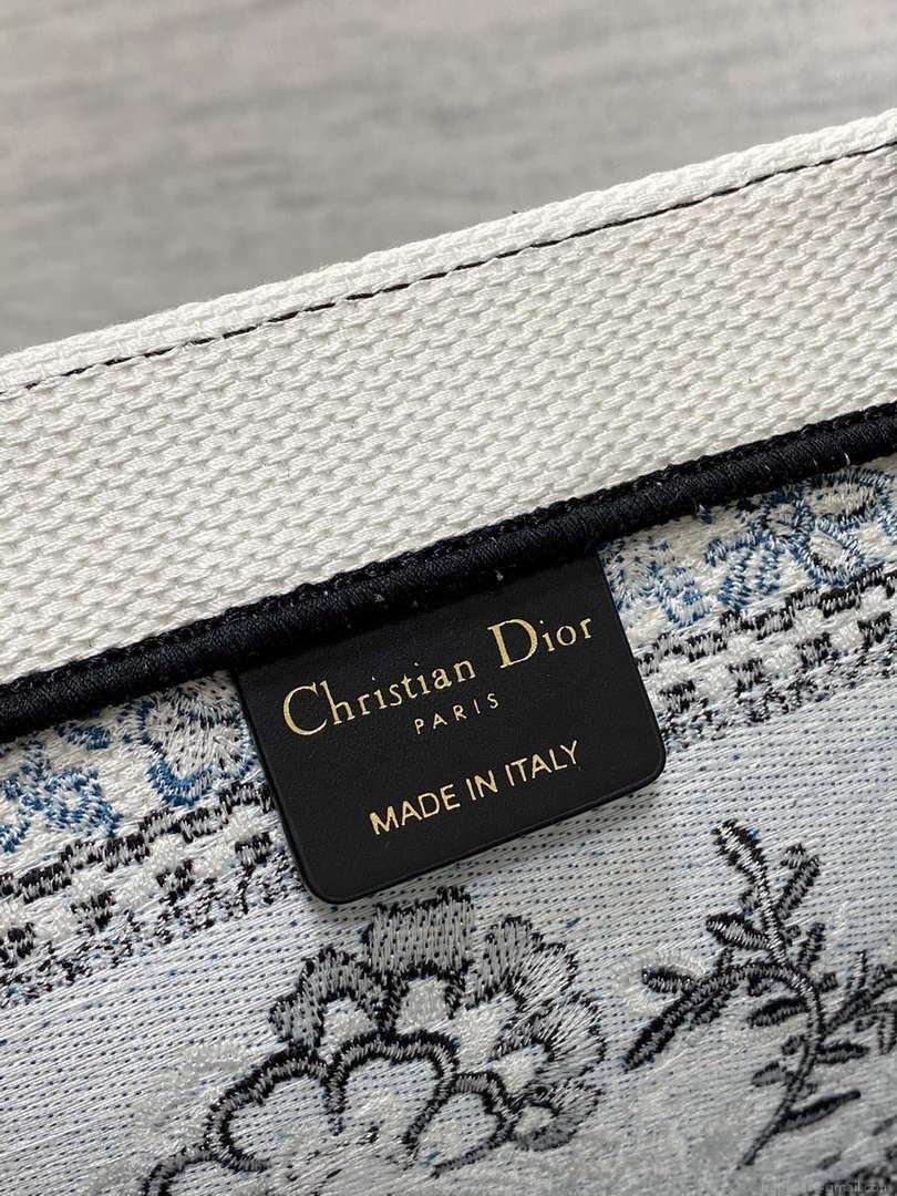 Dior M1286 Large Book Tote Blue and White Butterfly Bandana Embroidery