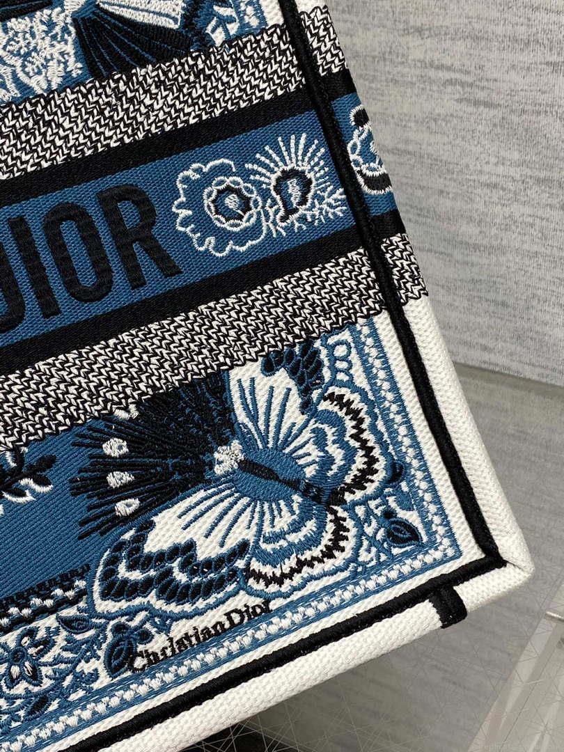 Dior M1296 Book Tote Medium Blue and White Butterfly Bandana Embroidery M099