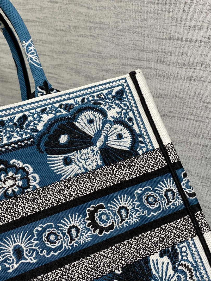 Dior M1296 Book Tote Medium Blue and White Butterfly Bandana Embroidery M099