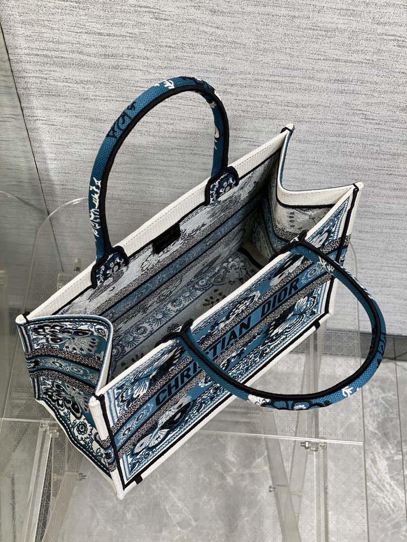 Dior M1296 Book Tote Medium Blue and White Butterfly Bandana Embroidery M099