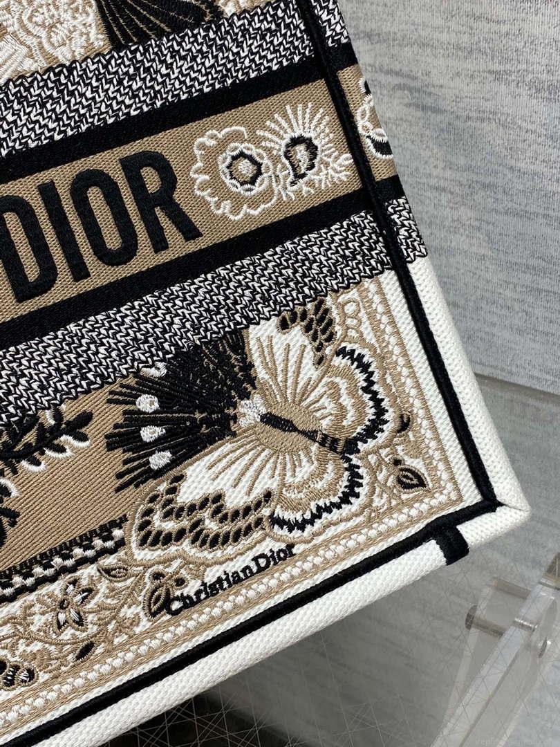 Dior M1296 Book Tote Medium Blue and White Butterfly Bandana Embroidery M100