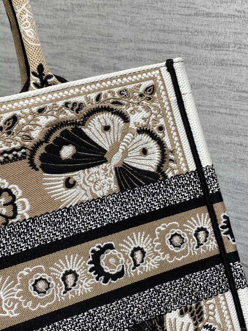 Dior M1296 Book Tote Medium Blue and White Butterfly Bandana Embroidery M100