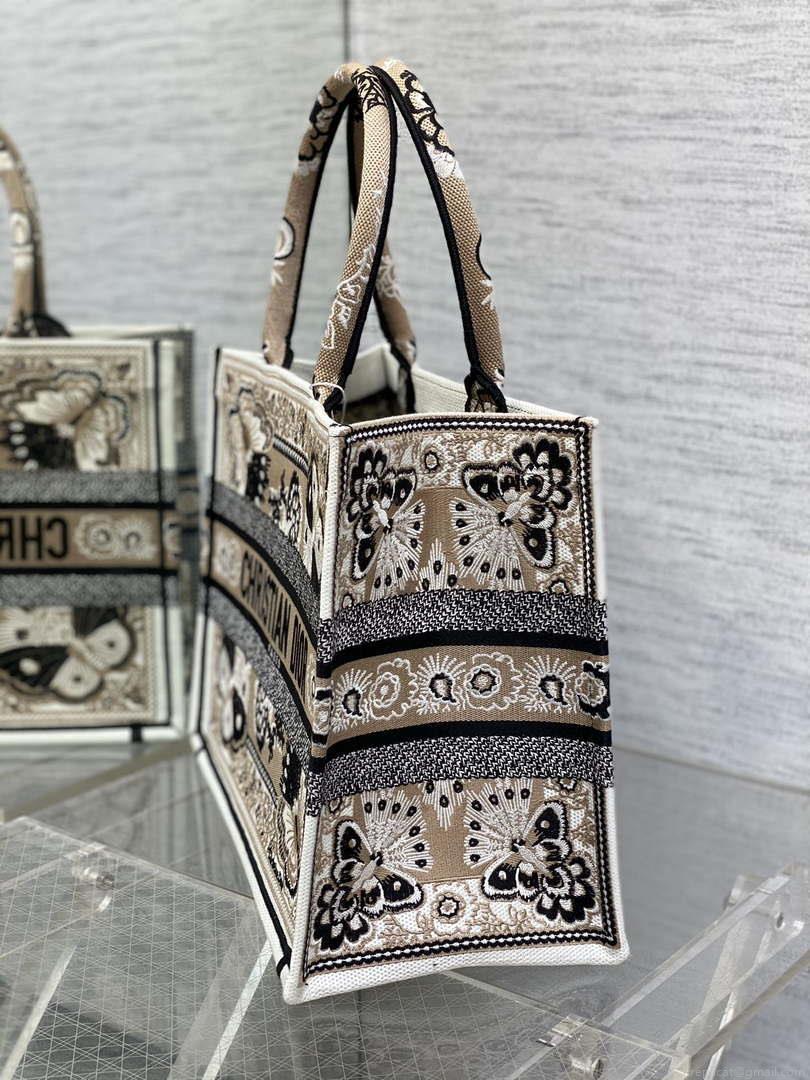Dior M1296 Book Tote Medium Blue and White Butterfly Bandana Embroidery M100