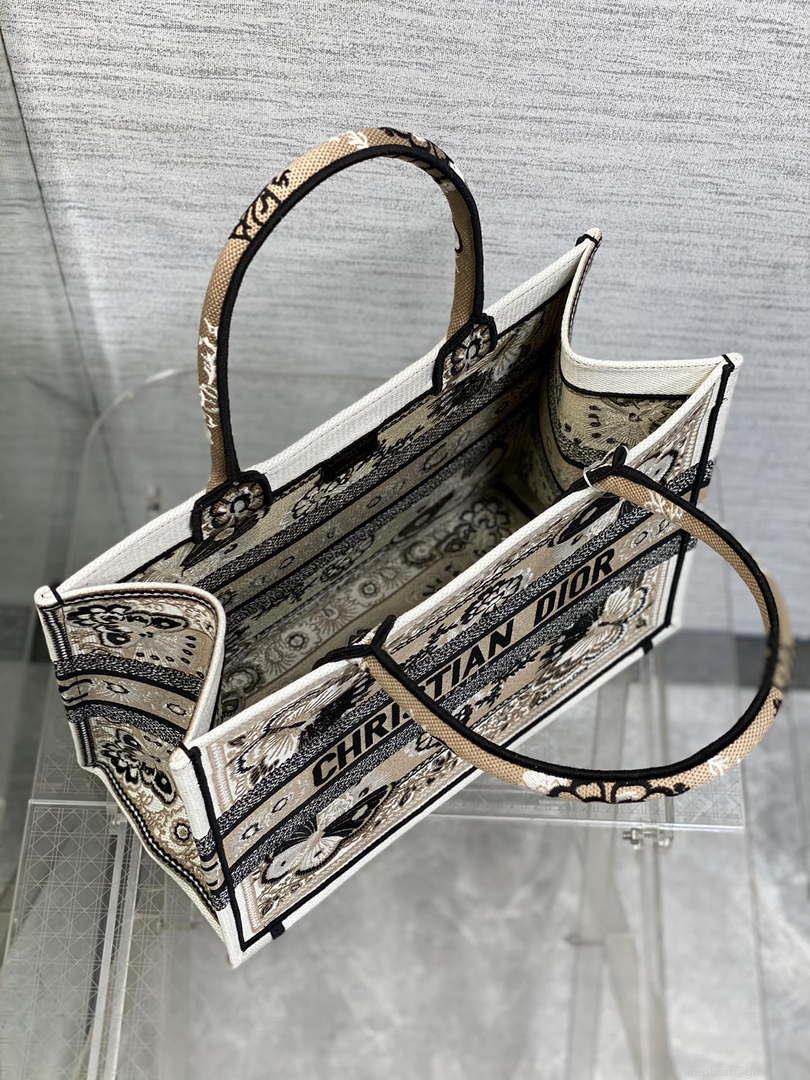 Dior M1296 Book Tote Medium Blue and White Butterfly Bandana Embroidery M100