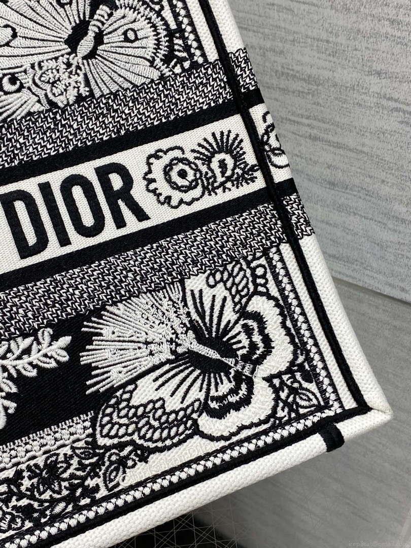 Dior M1296 Book Tote Medium Blue and White Butterfly Bandana Embroidery M101