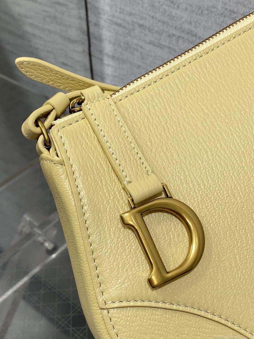 Dior M05909 Saddle Shoulder Pouch Pastel Yellow Goatskin