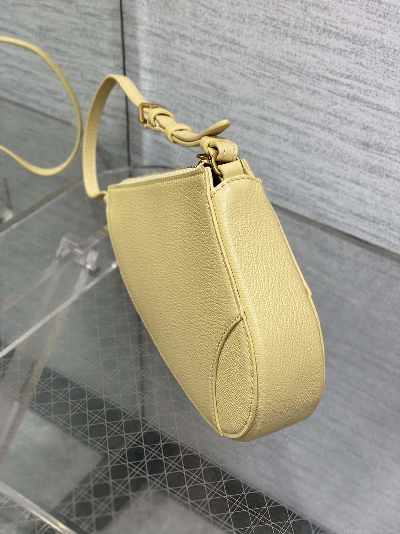 Dior M05909 Saddle Shoulder Pouch Pastel Yellow Goatskin