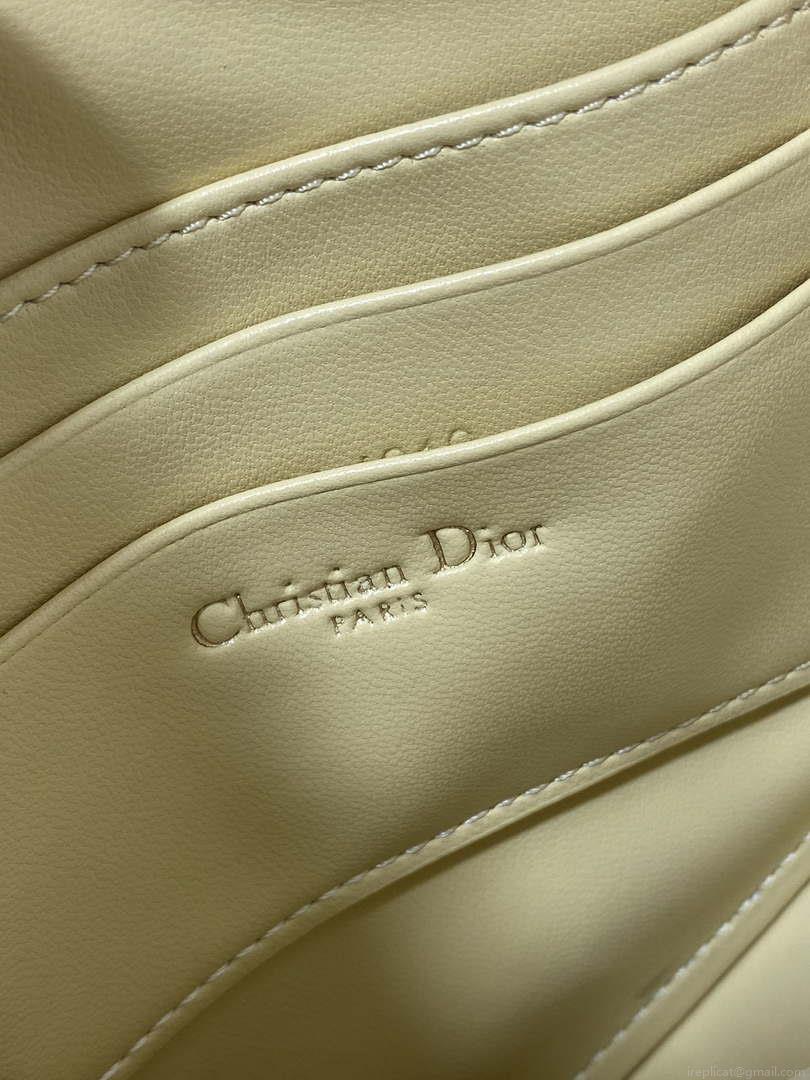 Dior M05909 Saddle Shoulder Pouch Pastel Yellow Goatskin