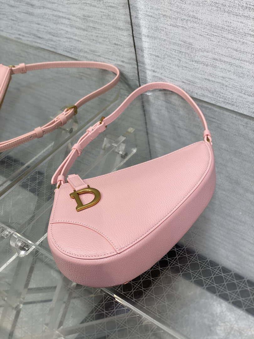 Dior M05909 Saddle Shoulder Pouch Melocoton Pink Goatskin