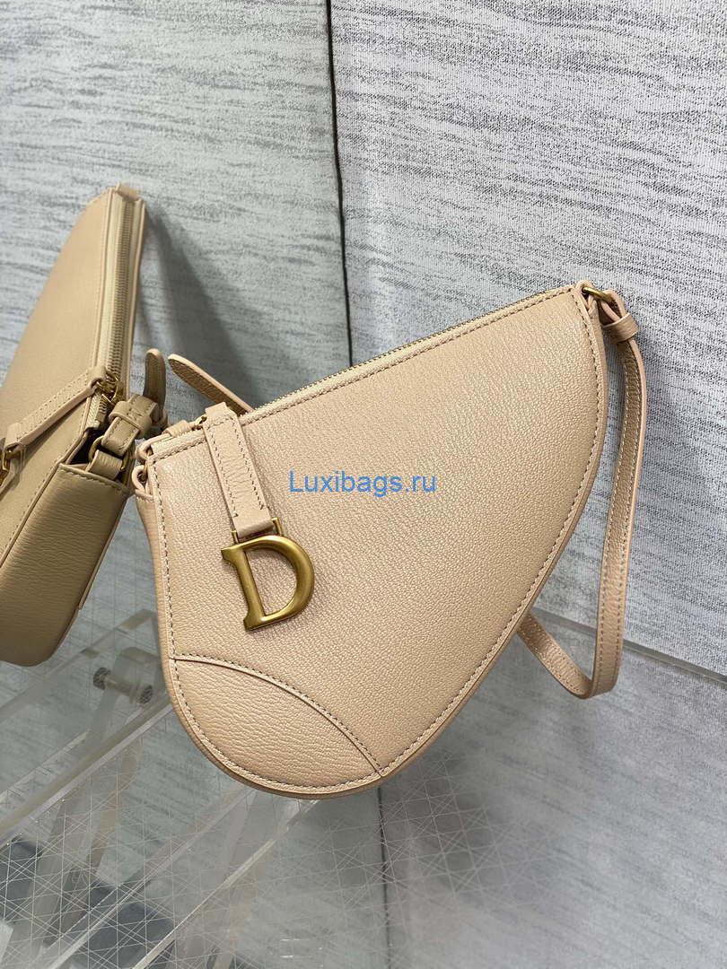 Dior M05909 Saddle Shoulder Pouch Apricot Goatskin