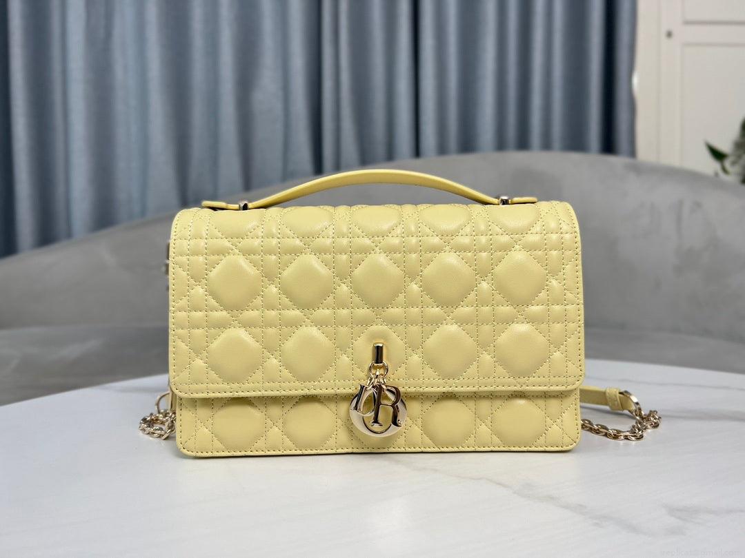 Dior M0997 My Dior Top Handle Bag Yellow Cannage Lambskin