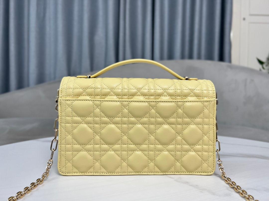 Dior M0997 My Dior Top Handle Bag Yellow Cannage Lambskin