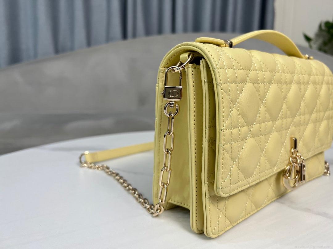 Dior M0997 My Dior Top Handle Bag Yellow Cannage Lambskin
