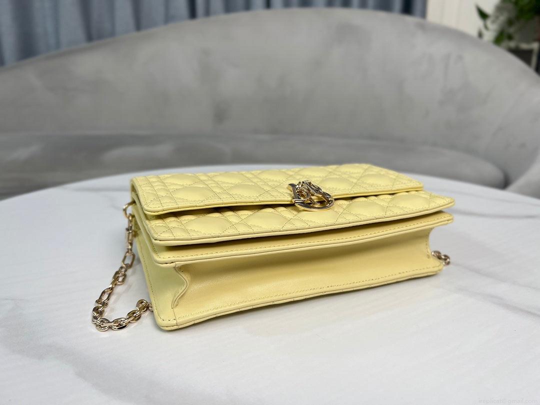 Dior M0997 My Dior Top Handle Bag Yellow Cannage Lambskin