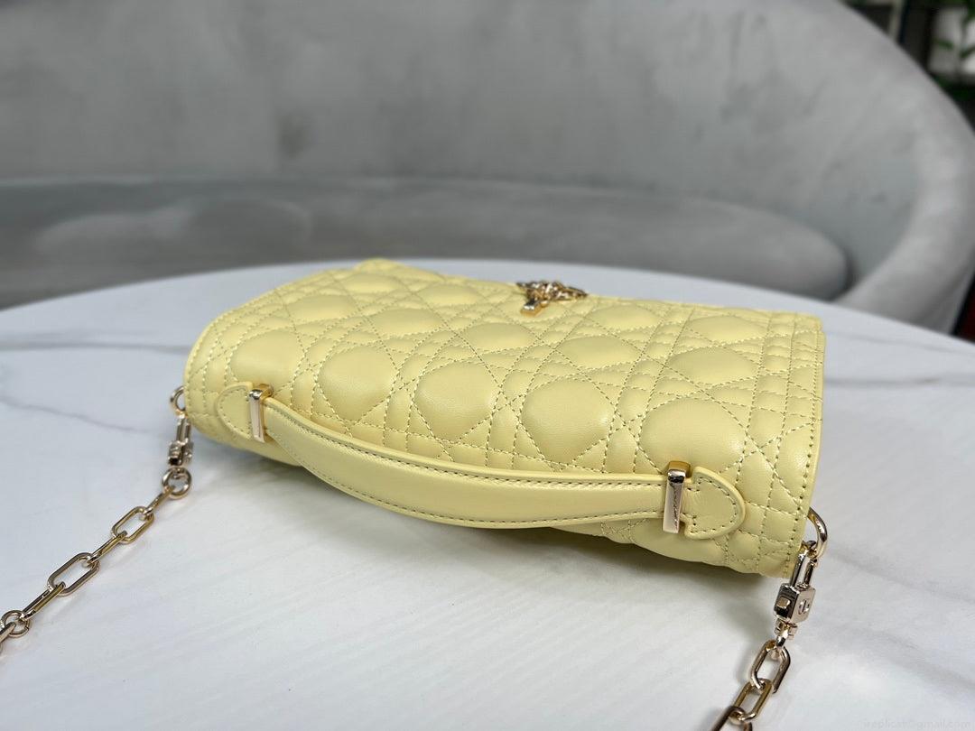 Dior M0997 My Dior Top Handle Bag Yellow Cannage Lambskin