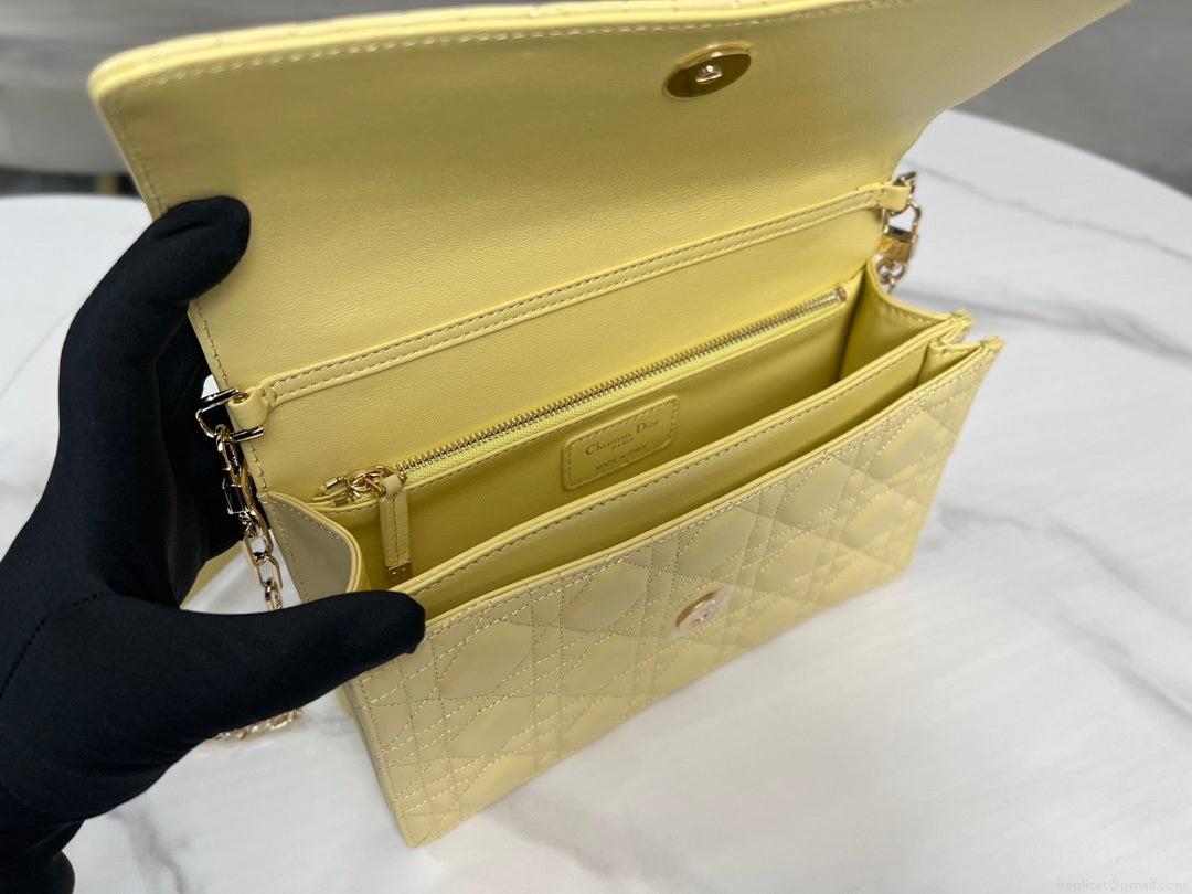 Dior M0997 My Dior Top Handle Bag Yellow Cannage Lambskin