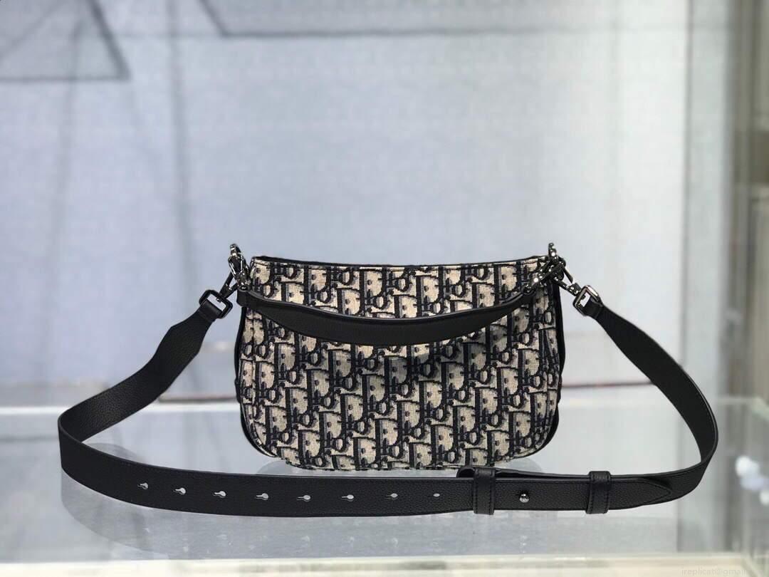 Dior M0446 Dior Saddle Bag Oblique Tote Shoulder Bag Grey Blue
