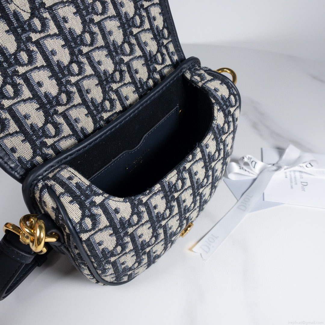 Dior M9319 Dior Bobby Medium Bag Oblique Jacquard Navy Blue