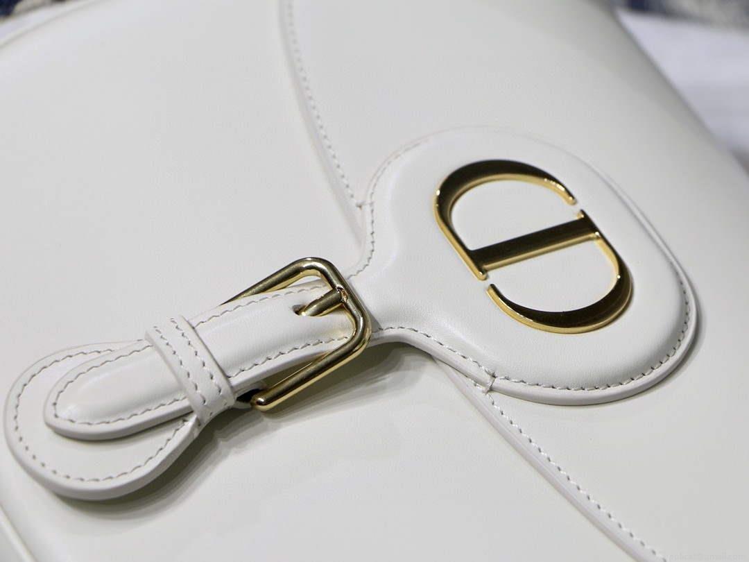 Dior M9320 Large Dior Bobby Bag Latte Box Calfskin With Blue Oblique Embroidered Strap