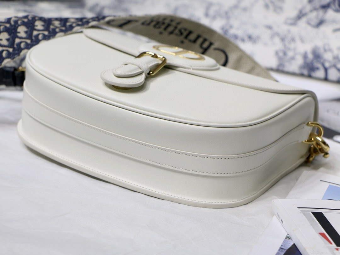 Dior M9320 Large Dior Bobby Bag Latte Box Calfskin With Blue Oblique Embroidered Strap