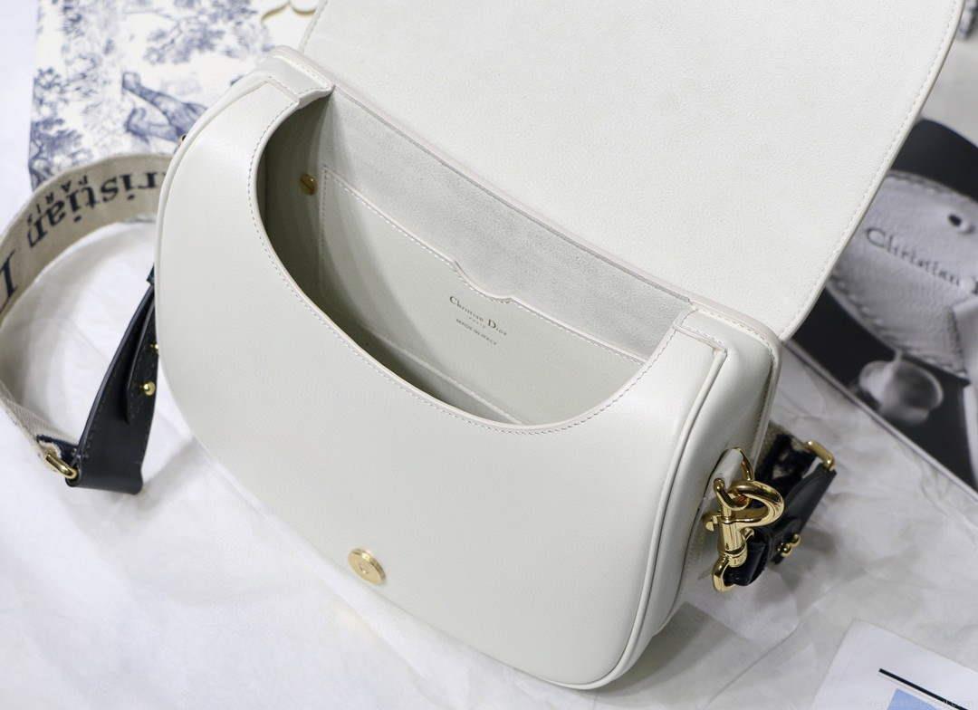 Dior M9320 Large Dior Bobby Bag Latte Box Calfskin With Blue Oblique Embroidered Strap