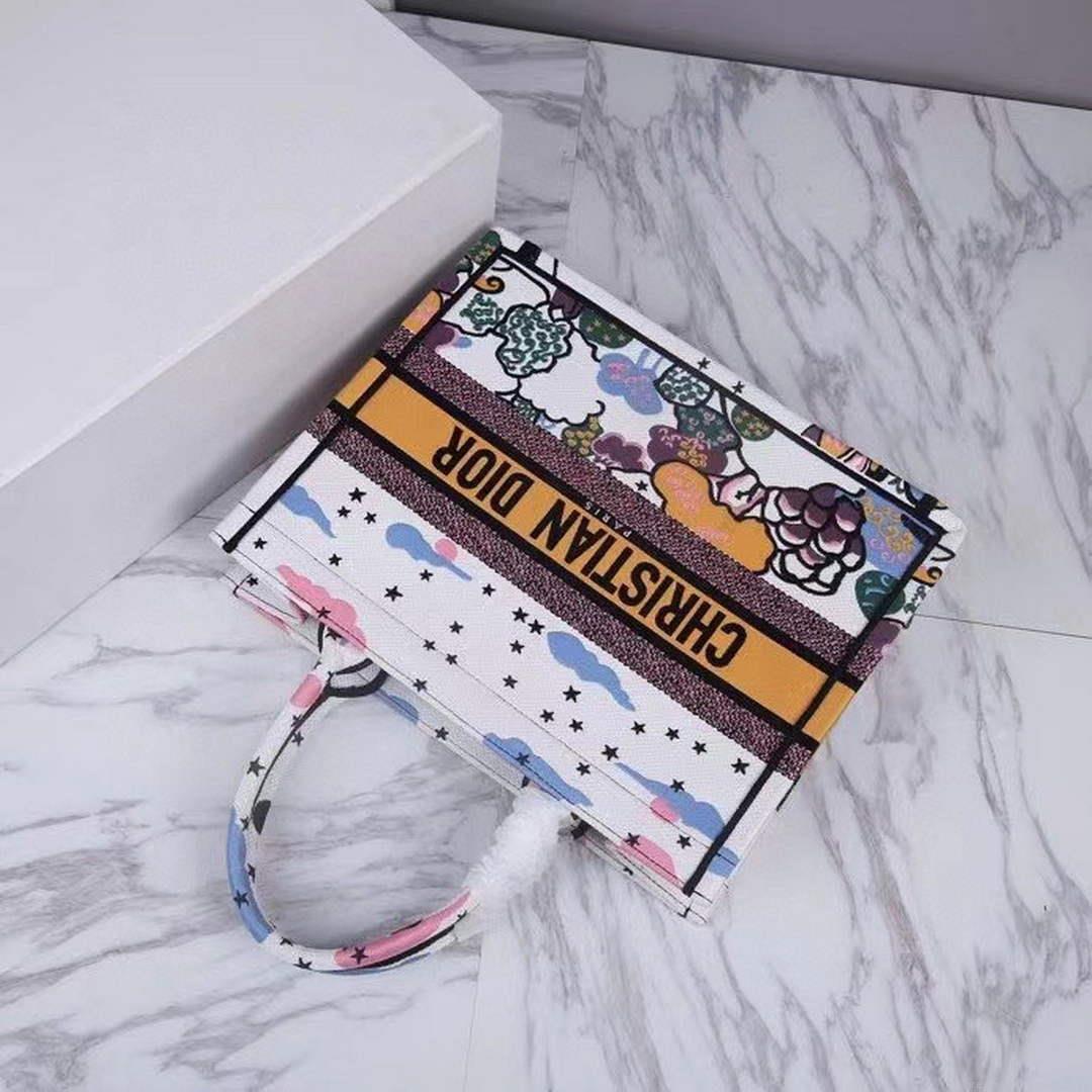 Dior Medium Book Tote Latte Dior Ciel de Rêve Embroidery M1296