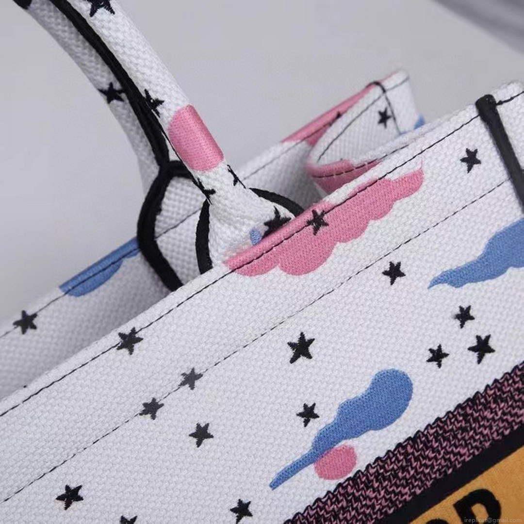 Dior Medium Book Tote Latte Dior Ciel de Rêve Embroidery M1296