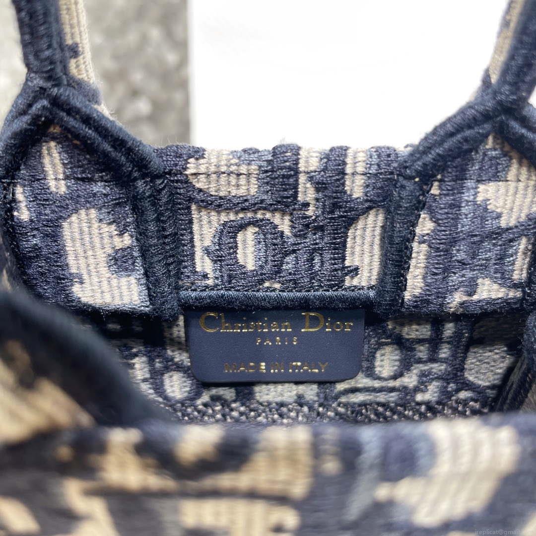 Dior S5555 Mini Dior Book Tote Phone Bag Blue Dior Oblique Embroidery