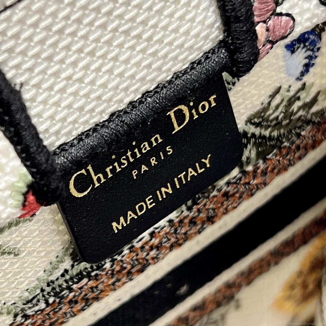 Dior S5555 Mini Dior Book Tote Phone Bag White multicolor embroidery S1101