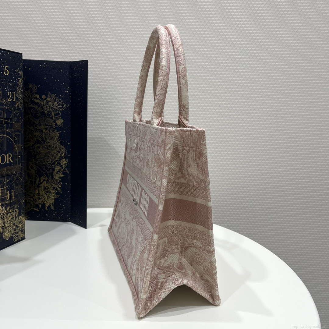 Dior Book Tote M1296 Medium Toile de Jouy Embroidery M0074