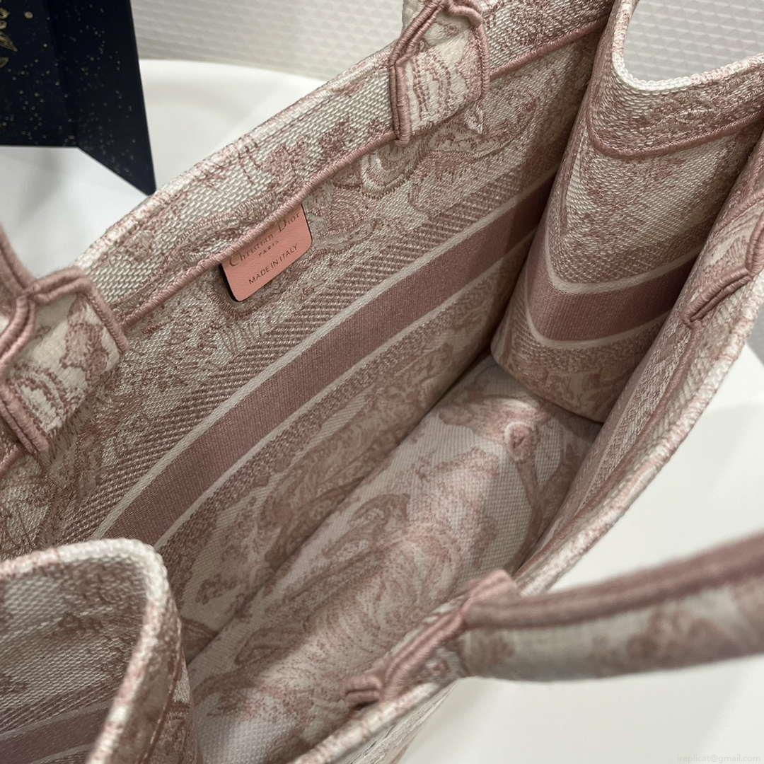 Dior Book Tote M1296 Medium Toile de Jouy Embroidery M0074