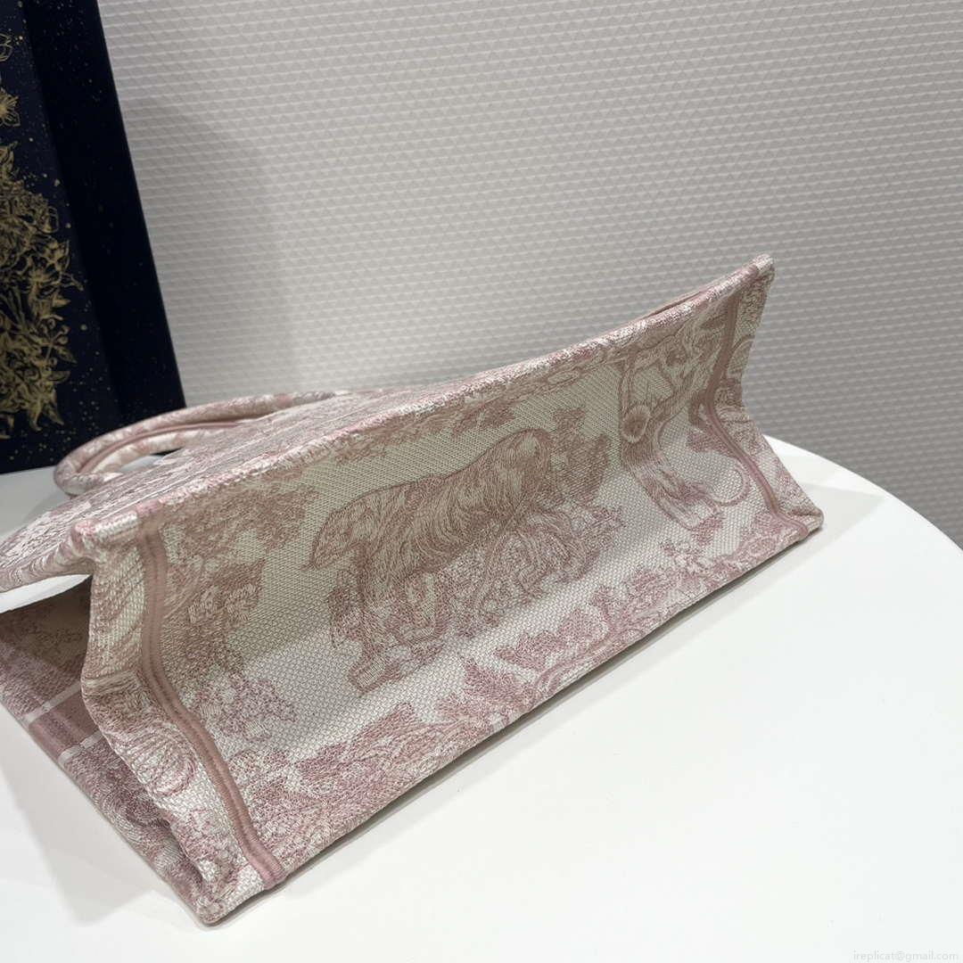 Dior Book Tote M1296 Medium Toile de Jouy Embroidery M0074