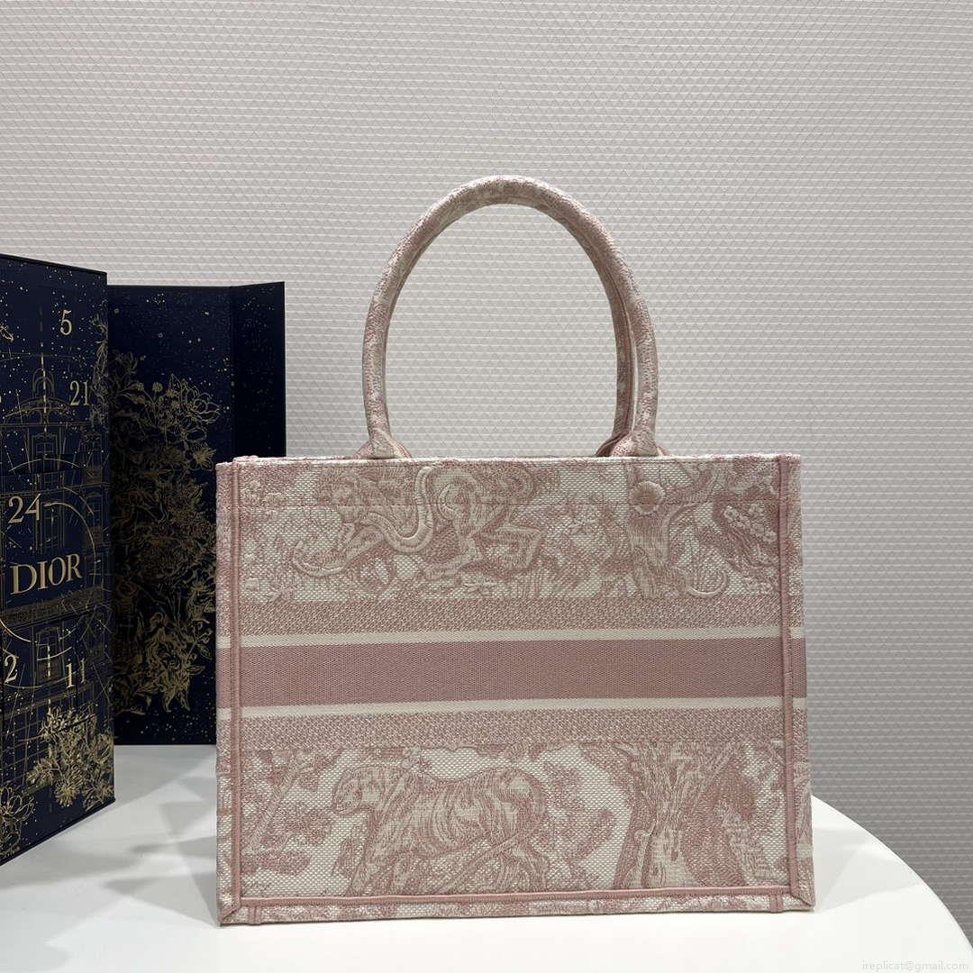 Dior Book Tote M1296 Medium Toile de Jouy Embroidery M0074