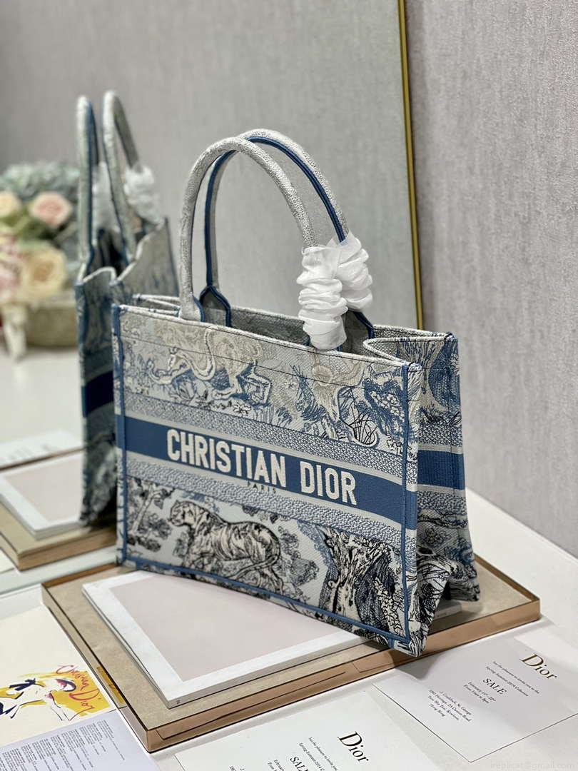 Dior Book Tote M1296 Medium Toile de Jouy Embroidery M0075
