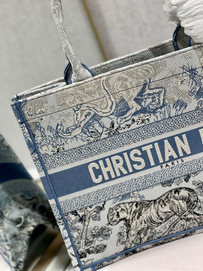 Dior Book Tote M1296 Medium Toile de Jouy Embroidery M0075