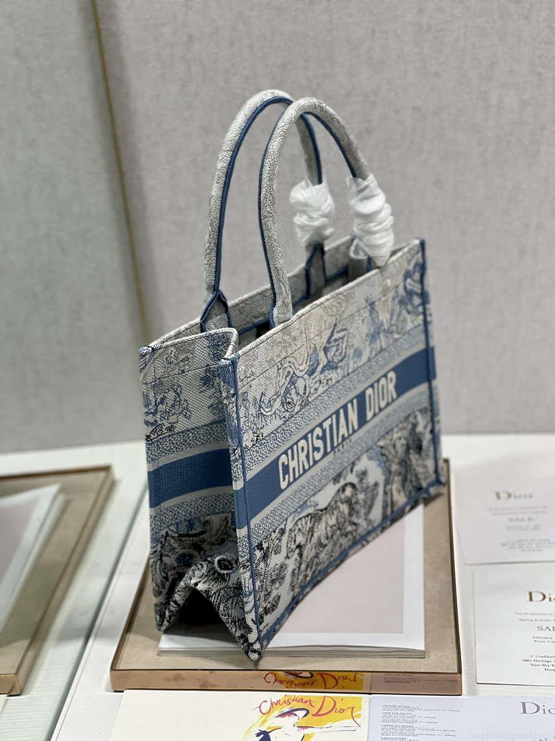 Dior Book Tote M1296 Medium Toile de Jouy Embroidery M0075