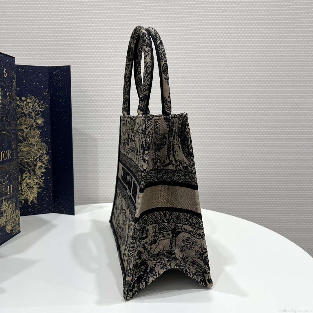 Dior Book Tote M1296 Medium Toile de Jouy Embroidery M0077