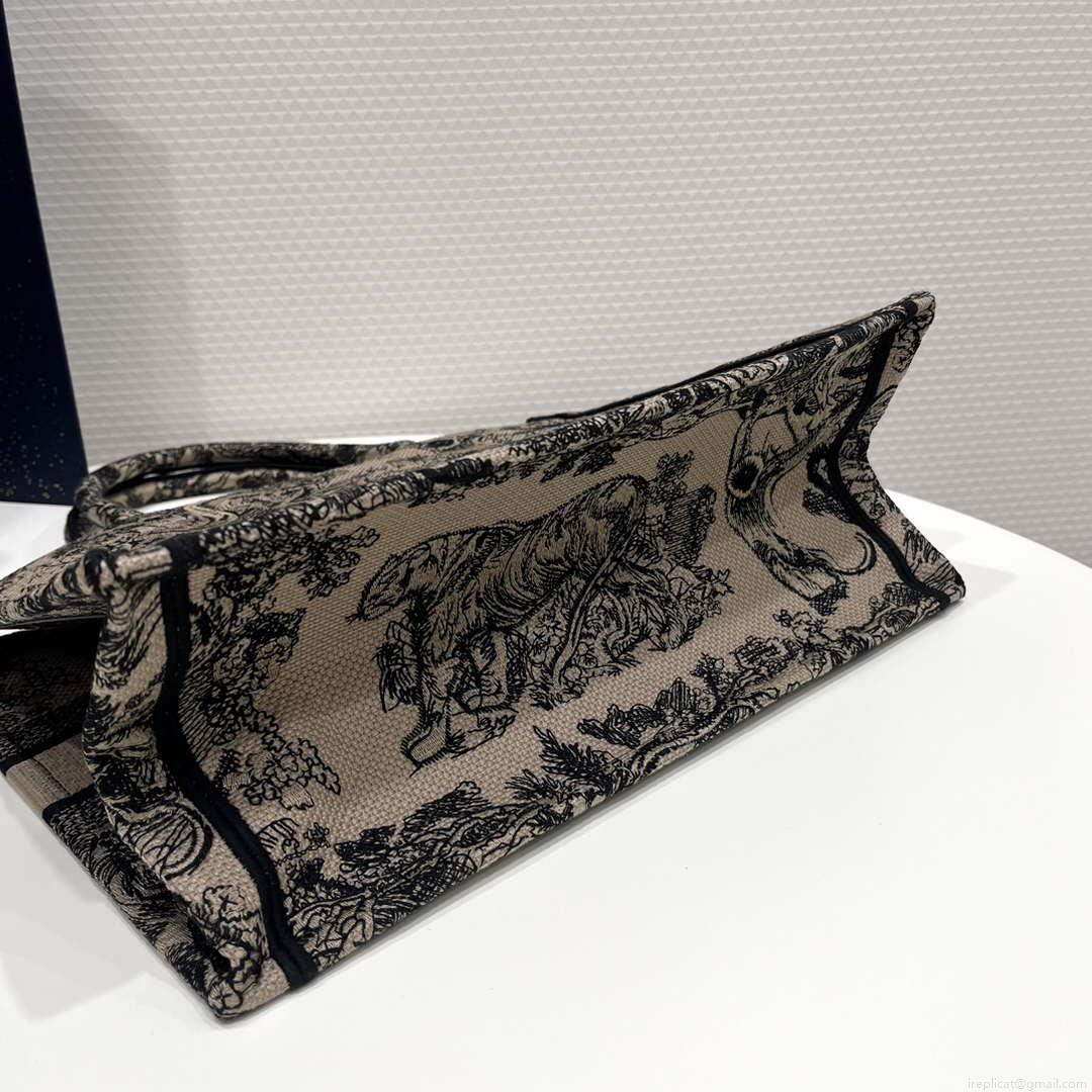 Dior Book Tote M1296 Medium Toile de Jouy Embroidery M0077