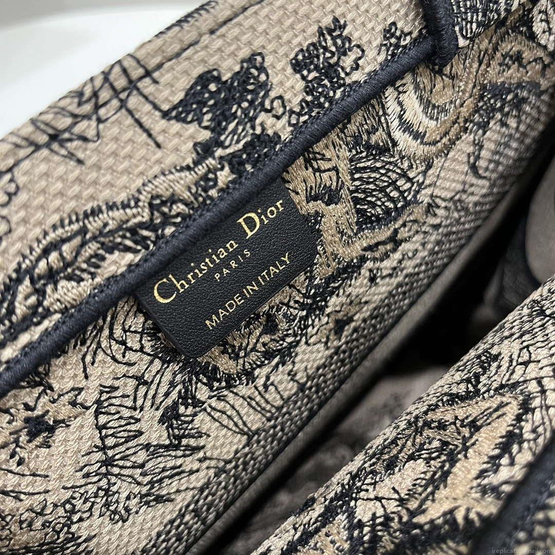 Dior Book Tote M1296 Medium Toile de Jouy Embroidery M0077