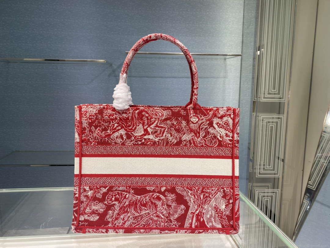 Dior Book Tote M1296 Medium Toile de Jouy Embroidery M0081