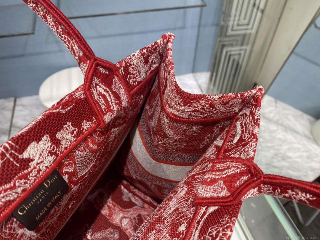 Dior Book Tote M1296 Medium Toile de Jouy Embroidery M0081