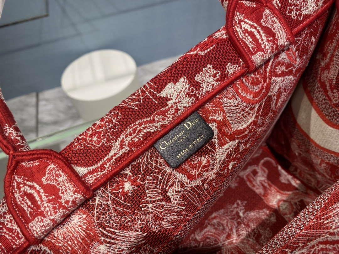 Dior Book Tote M1296 Medium Toile de Jouy Embroidery M0081