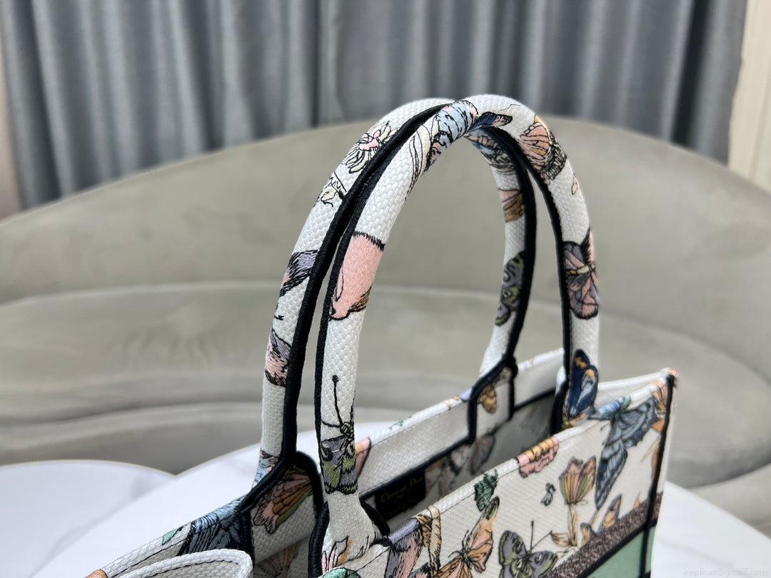 Dior Book Tote M1296 Medium Latte Multicolor Dior Jardin d’Hiver Embroidery M0084