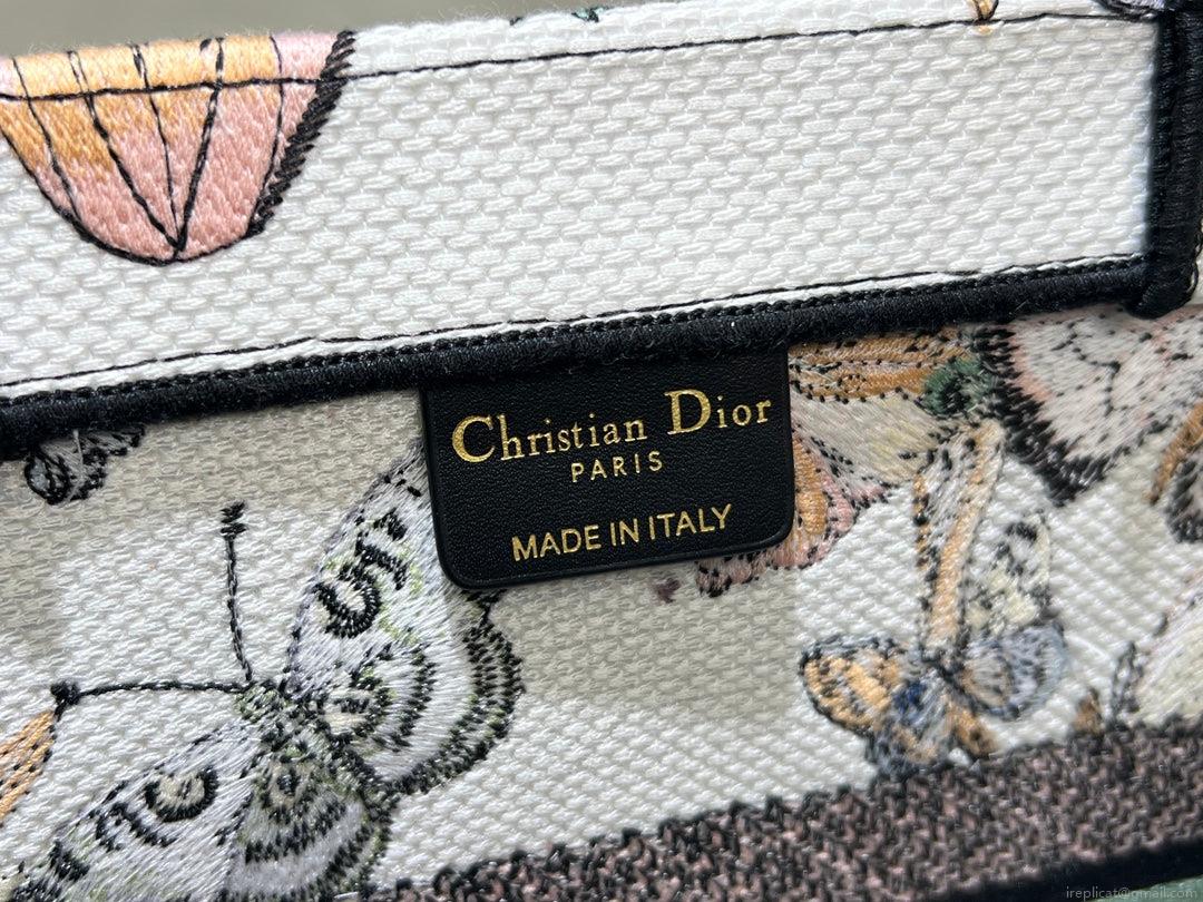 Dior Book Tote M1296 Medium Latte Multicolor Dior Jardin d’Hiver Embroidery M0084