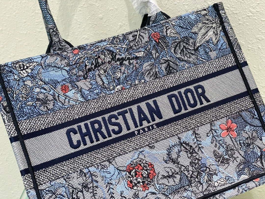 Dior Book Tote M1296 Medium Latte Multicolor Dior Jardin d’Hiver Embroidery M0088